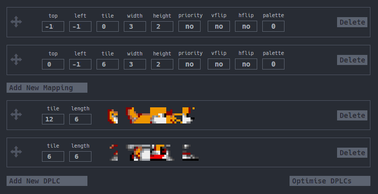 Sprite information for Tails