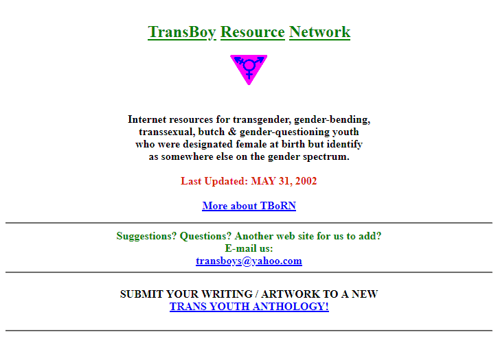 Index page of the TransBoy Resource Network