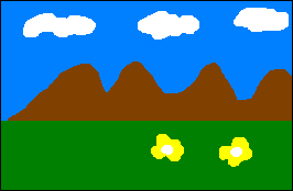 Parallax after; mountain range appears shifted to right