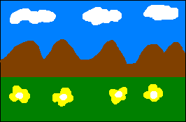 Parallax before; crappy MS Paint mountain range