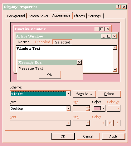 The Windows 2000 personalize dialog