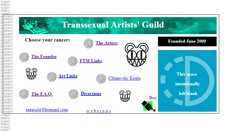 Homepage of the Transsexual Artists' Guild