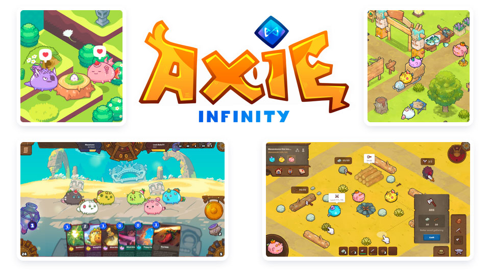 Screenshots and logo of Axie Infinity