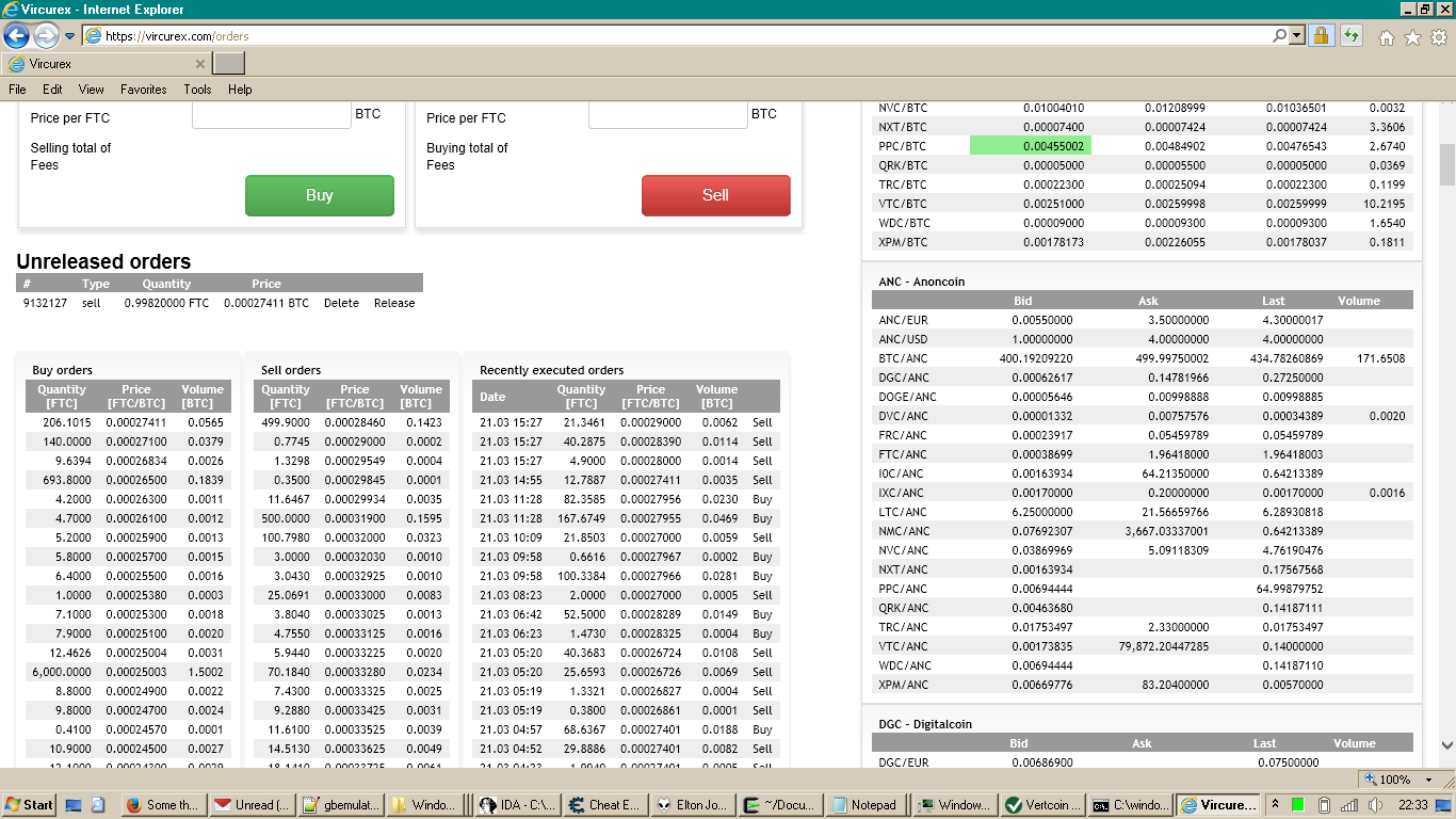 Screenshot of one of the trading platforms I used back in the day