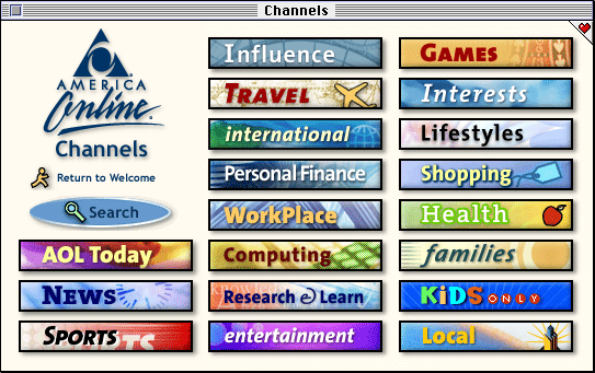 AOL services menu